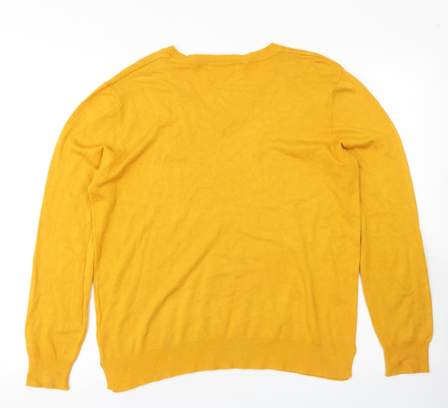 George Womens Yellow V-Neck  Viscose Pullover Jumper Size 12