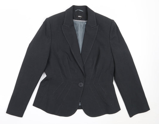 Marks and Spencer Womens Grey  Polyester Jacket Blazer Size 14
