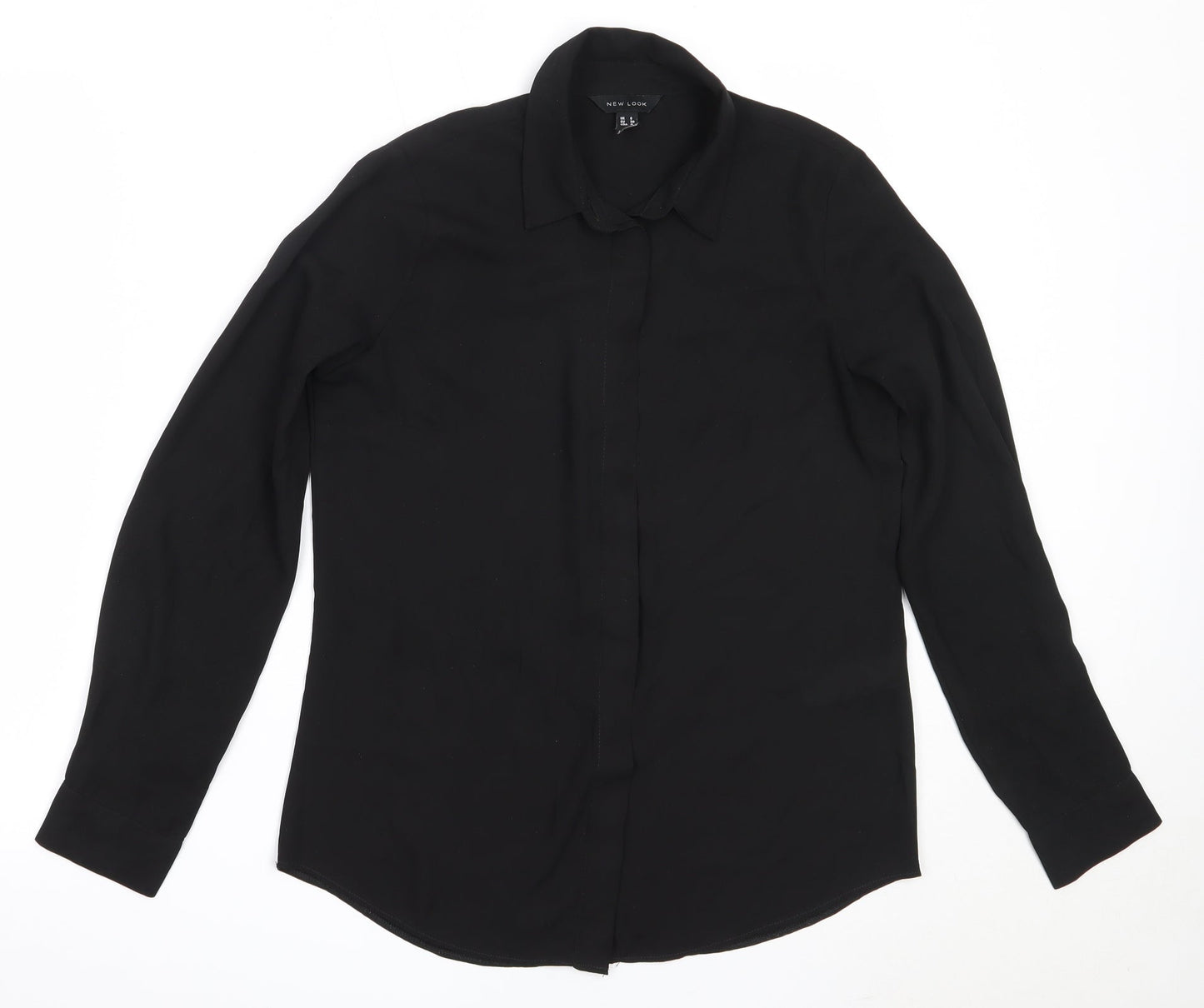 Womens UK Size 8 New Look Black Basic Button-Up