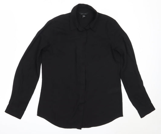 Womens UK Size 8 New Look Black Basic Button-Up