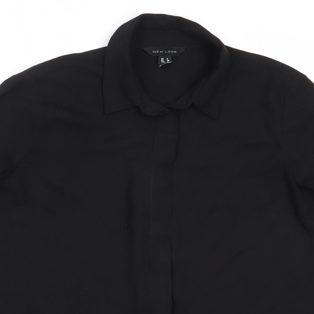 Womens UK Size 8 New Look Black Basic Button-Up