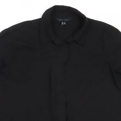 Womens UK Size 8 New Look Black Basic Button-Up