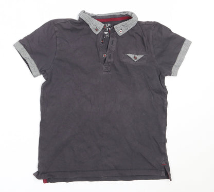 F&F Boys Grey  Cotton Basic T-Shirt Size 7-8 Years Collared