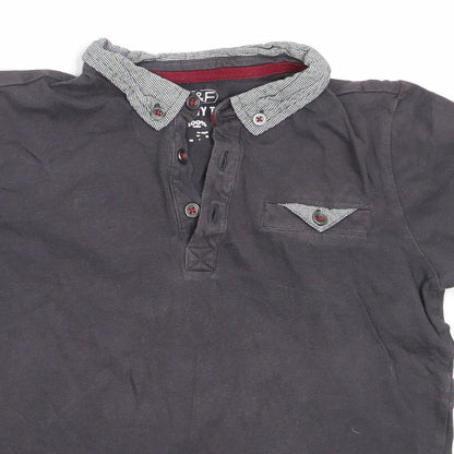 F&F Boys Grey  Cotton Basic T-Shirt Size 7-8 Years Collared