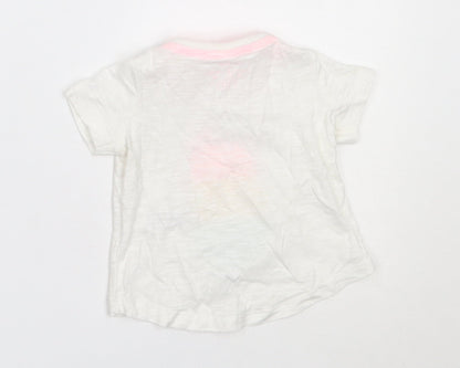 F&F Girls White  Cotton Basic T-Shirt Size 3-6 Months Round Neck