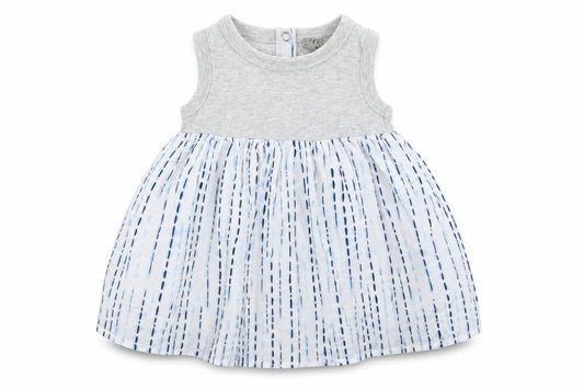 Preworn Girls Grey  Cotton Fit & Flare  Size 3-6 Months  Round Neck