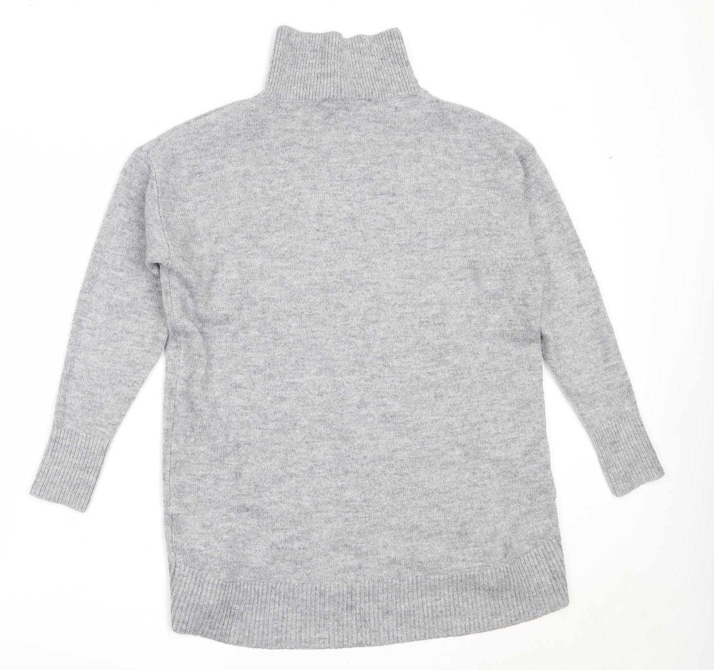 KLEY Womens Grey High Neck  Acrylic Tunic Jumper Size S