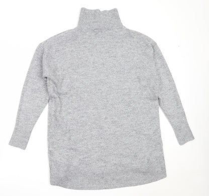 KLEY Womens Grey High Neck  Acrylic Tunic Jumper Size S
