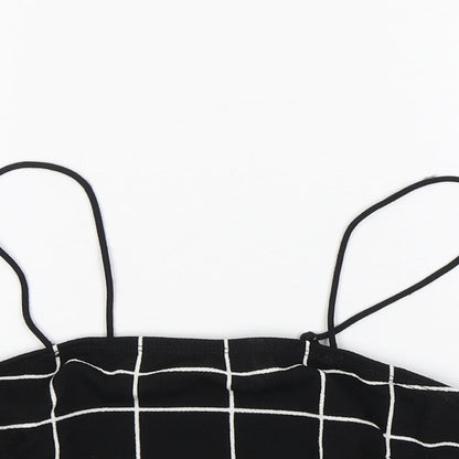 Shein  Womens Black Check Polyester Cropped Tank Size M Round Neck