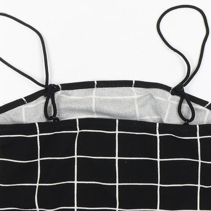 Shein  Womens Black Check Polyester Cropped Tank Size M Round Neck