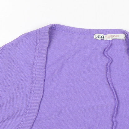 H&M Girls Purple V-Neck  Polyester Cardigan Jumper Size 11-12 Years
