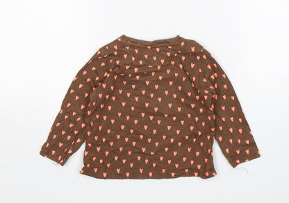 Matalan Girls Brown Polka Dot Cotton Basic T-Shirt Size 12-18 Months Round Neck