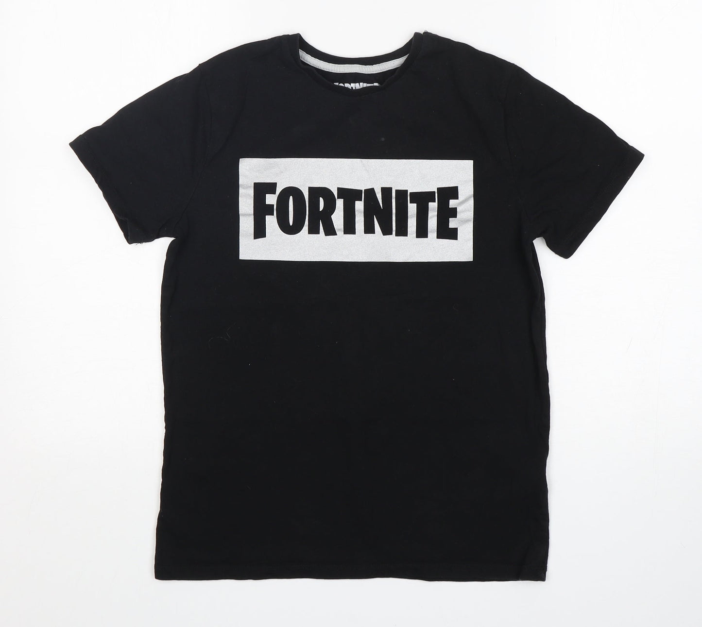 Primark Boys Black  Cotton Basic T-Shirt Size M Round Neck  - Fortnite