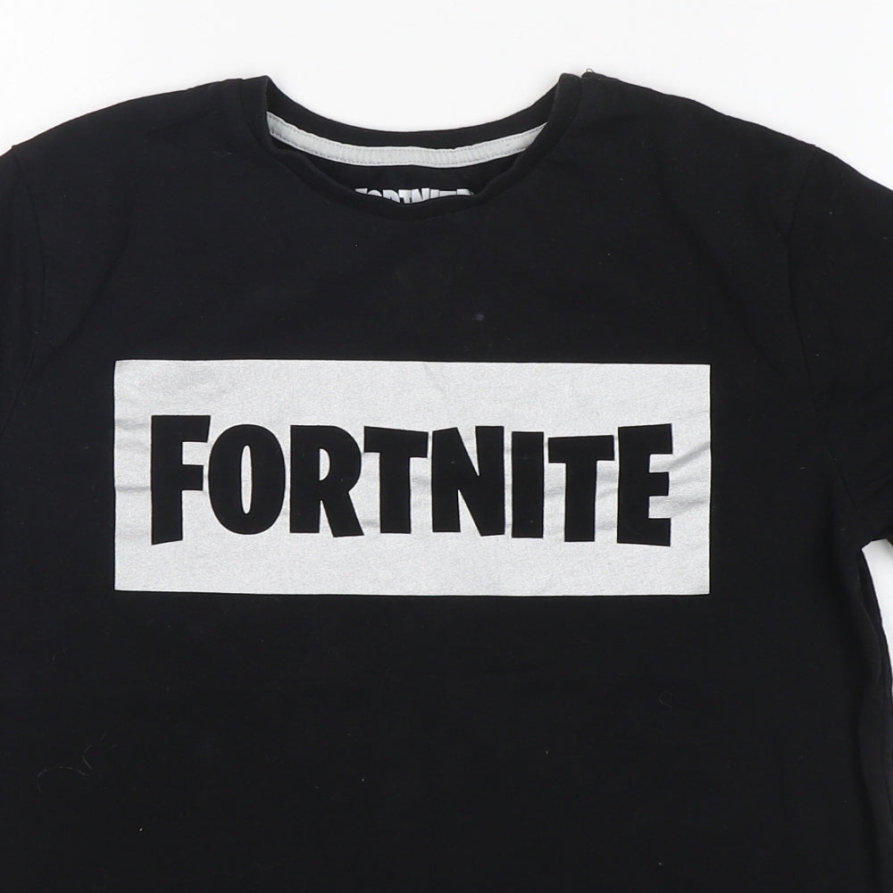 Primark Boys Black  Cotton Basic T-Shirt Size M Round Neck  - Fortnite