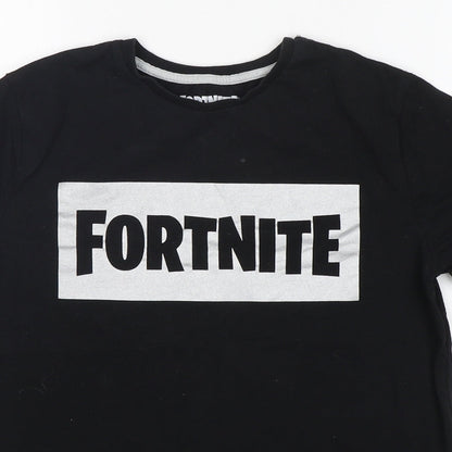 Primark Boys Black  Cotton Basic T-Shirt Size M Round Neck  - Fortnite