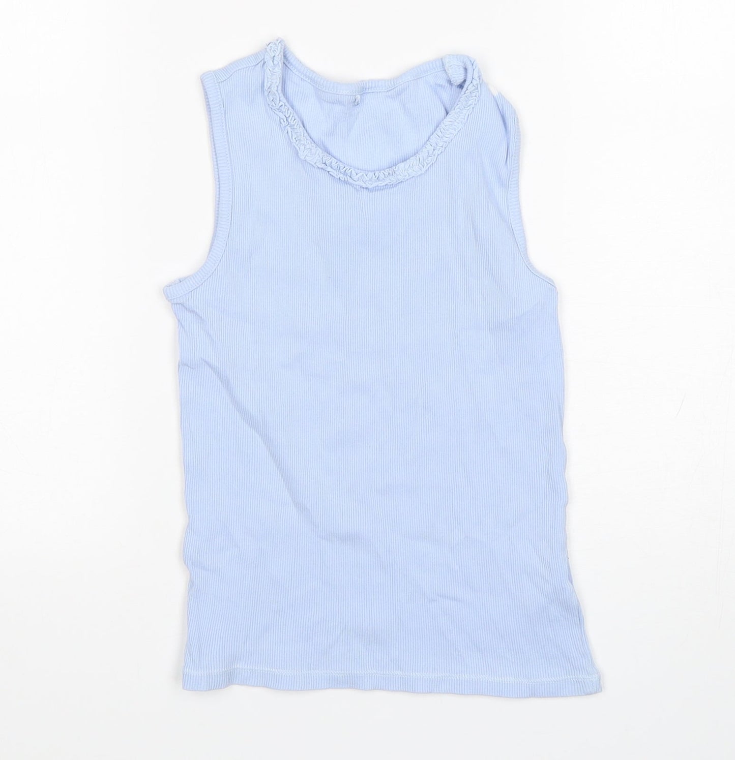 George Girls Blue  Cotton Basic Tank Size 9-10 Years Round Neck