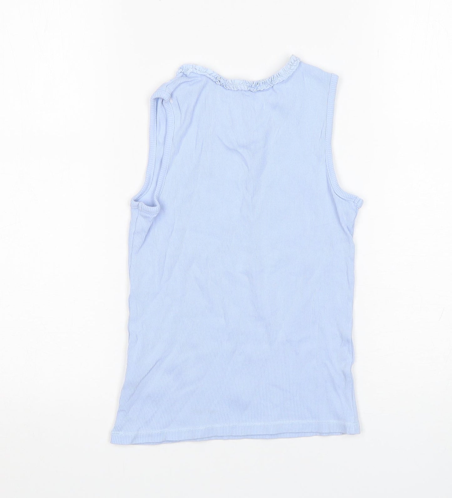 George Girls Blue  Cotton Basic Tank Size 9-10 Years Round Neck