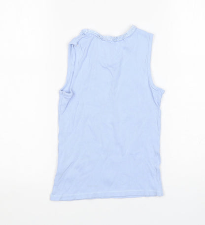 George Girls Blue  Cotton Basic Tank Size 9-10 Years Round Neck