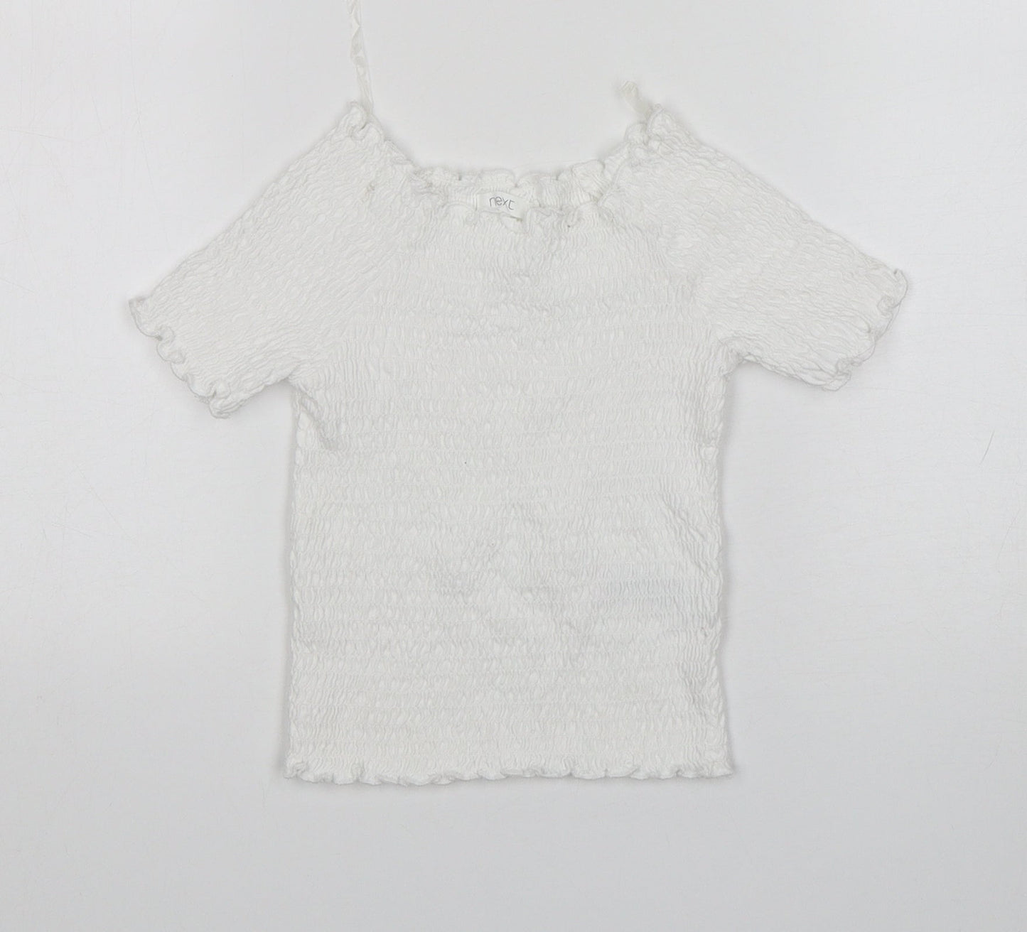 NEXT Girls White  Cotton Basic T-Shirt Size 7 Years Round Neck