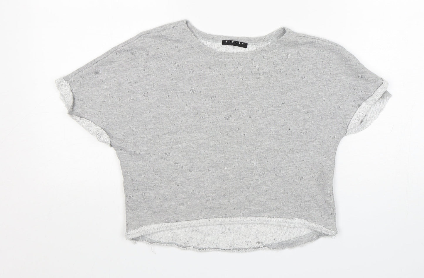 Sisley Girls Grey Round Neck  Cotton Pullover Jumper Size 6-7 Years
