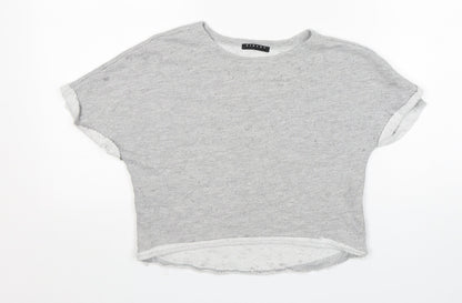 Sisley Girls Grey Round Neck  Cotton Pullover Jumper Size 6-7 Years