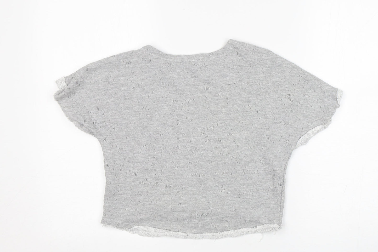 Sisley Girls Grey Round Neck  Cotton Pullover Jumper Size 6-7 Years