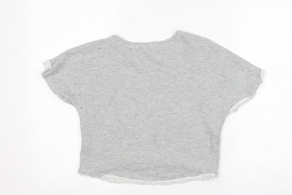 Sisley Girls Grey Round Neck  Cotton Pullover Jumper Size 6-7 Years