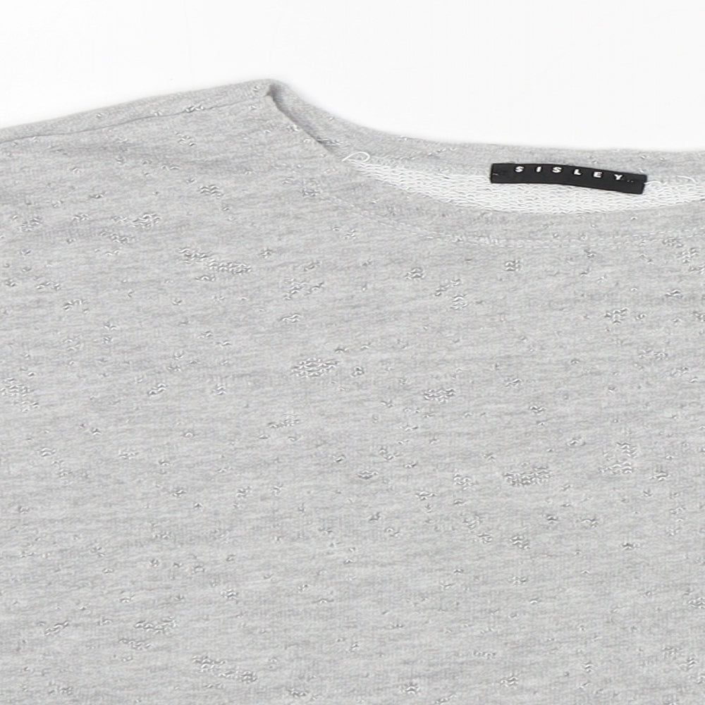 Sisley Girls Grey Round Neck  Cotton Pullover Jumper Size 6-7 Years