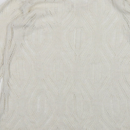 St Micheal Womens Beige V-Neck  Acrylic Pullover Jumper Size 10