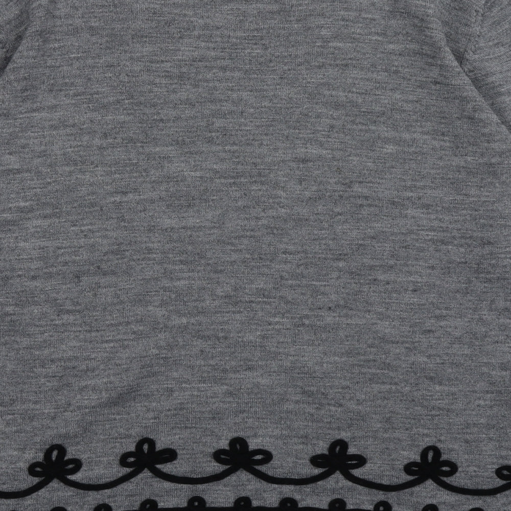 reldan Womens Grey Crew Neck Geometric Acrylic Pullover Jumper Size L