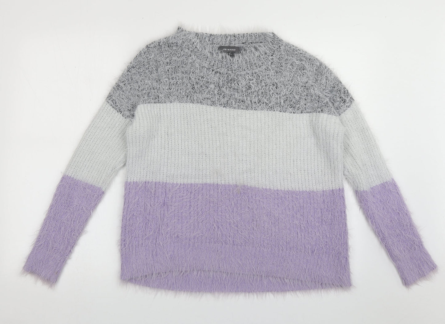 Primark Womens Purple Roll Neck Plaid Nylon Pullover Jumper Size S