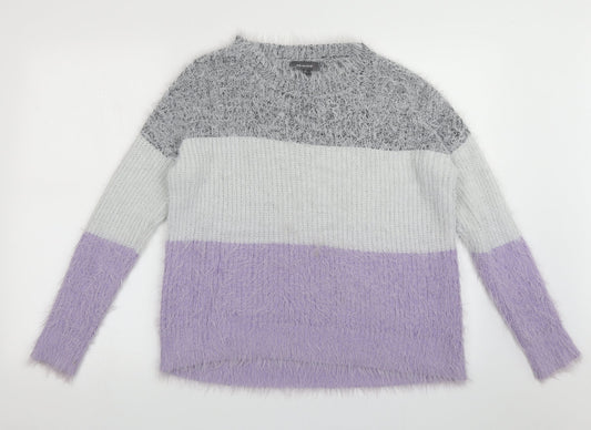 Primark Womens Purple Roll Neck Plaid Nylon Pullover Jumper Size S
