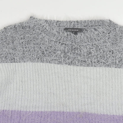 Primark Womens Purple Roll Neck Plaid Nylon Pullover Jumper Size S