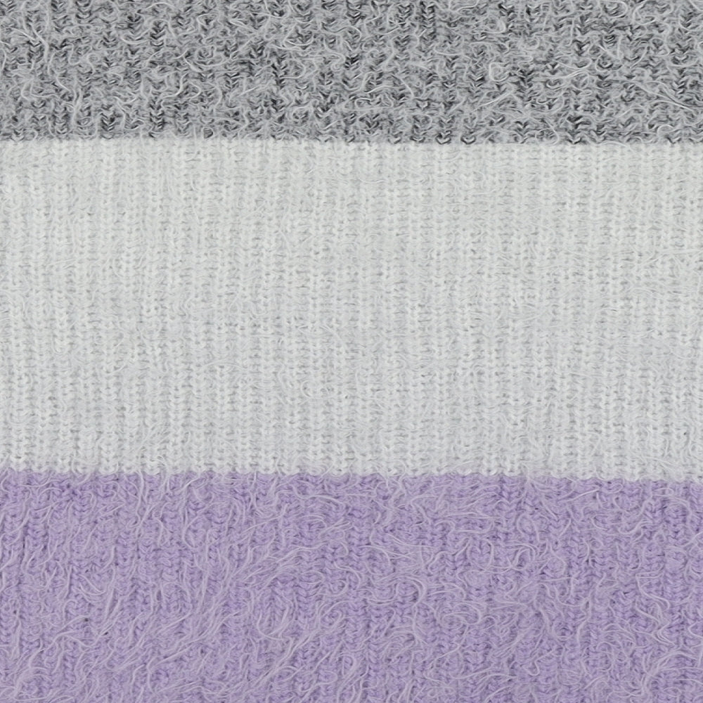 Primark Womens Purple Roll Neck Plaid Nylon Pullover Jumper Size S