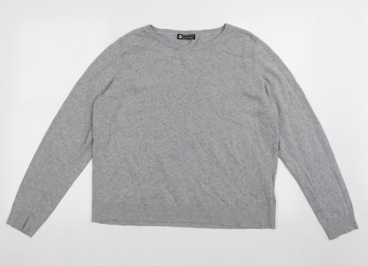 Avenue Womens Grey Crew Neck  Cotton Pullover Jumper Size 16