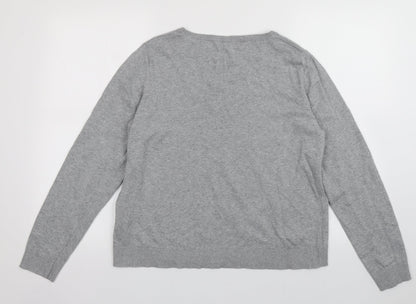 Avenue Womens Grey Crew Neck  Cotton Pullover Jumper Size 16