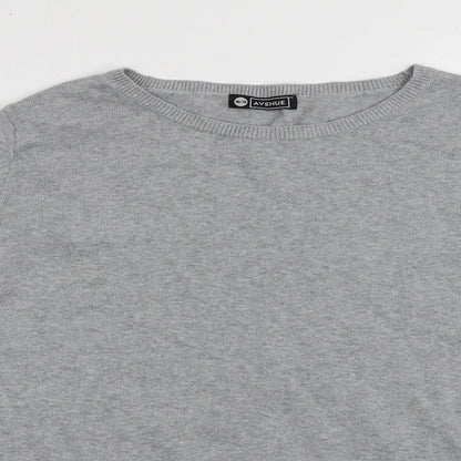 Avenue Womens Grey Crew Neck  Cotton Pullover Jumper Size 16