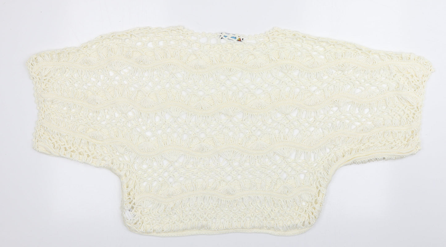Kaleidoscope Womens White Geometric Acrylic Pullover Sweatshirt Size L  Pullover