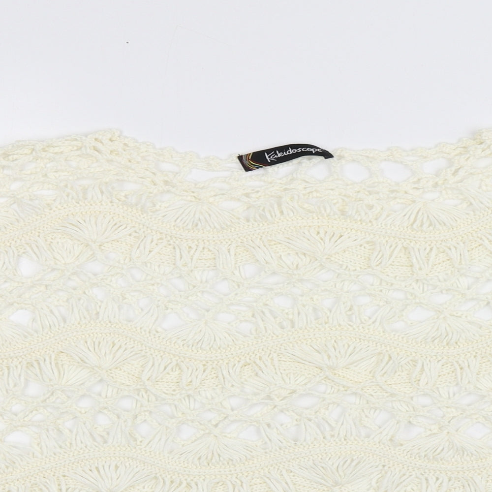 Kaleidoscope Womens White Geometric Acrylic Pullover Sweatshirt Size L  Pullover