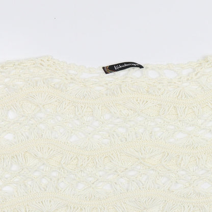 Kaleidoscope Womens White Geometric Acrylic Pullover Sweatshirt Size L  Pullover