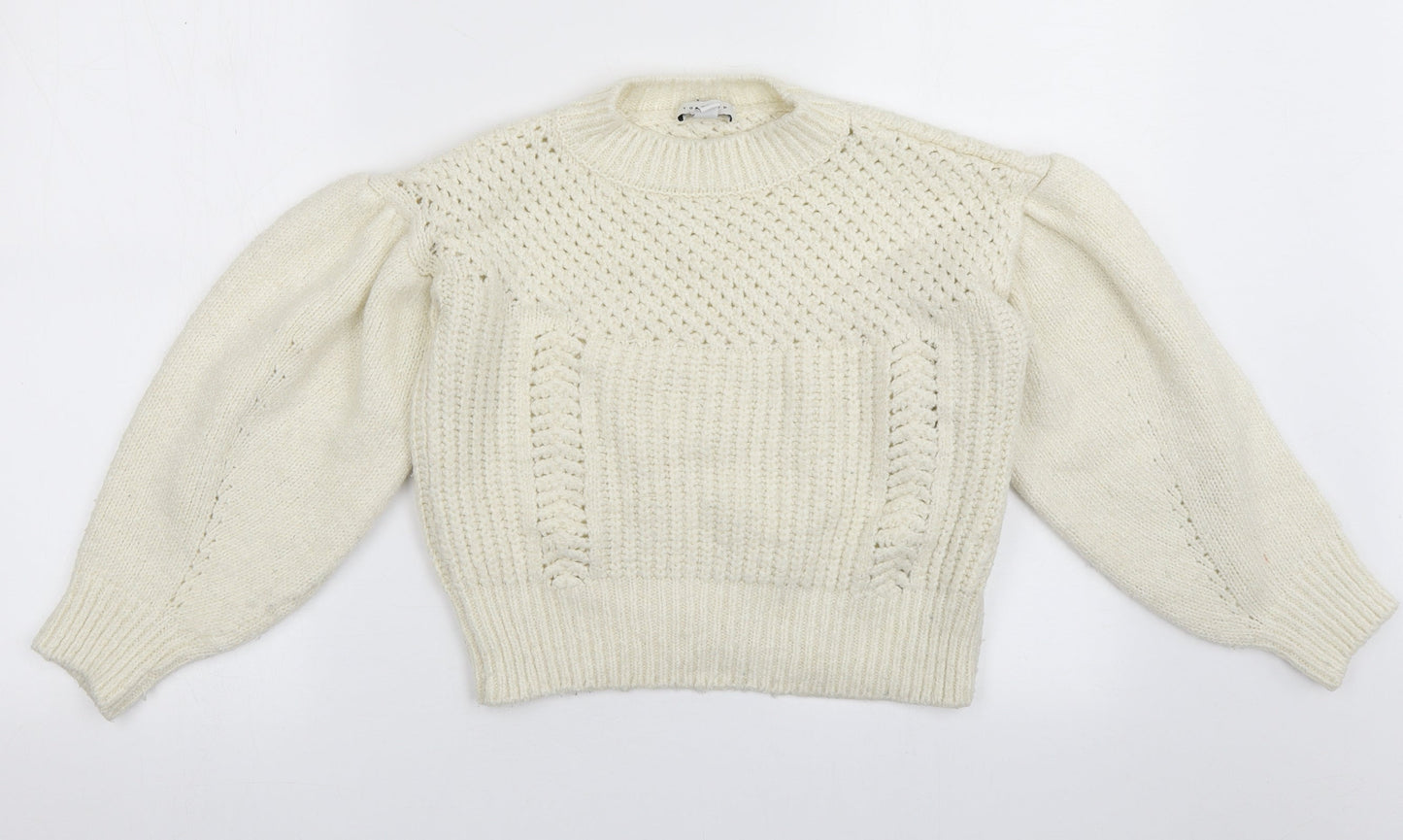 Womens UK Size XS Topshop White Pullover Jumper