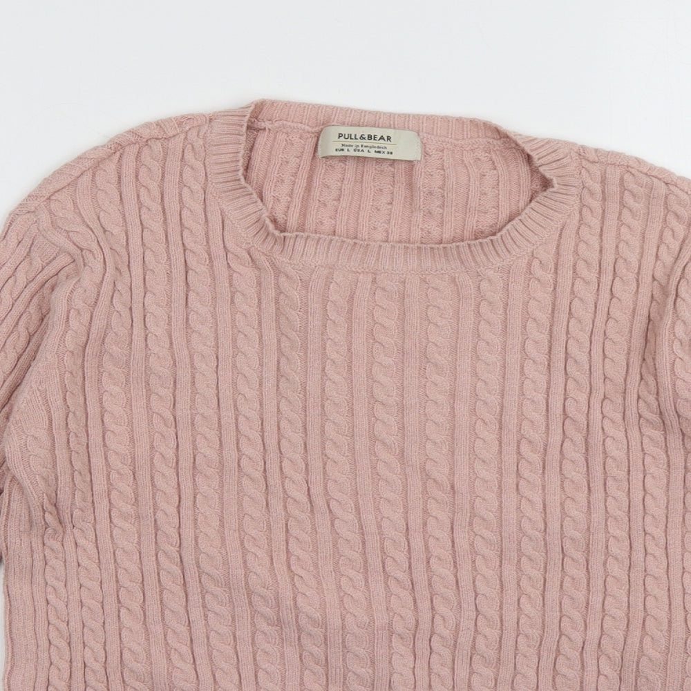 Womens UK Size L Pull&Bear Pink Pullover Sweatshirt