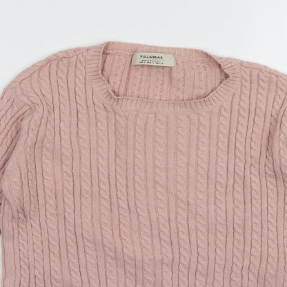 Womens UK Size L Pull&Bear Pink Pullover Sweatshirt