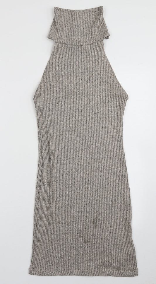Topshop Womens Brown  Polyester A-Line  Size 10  High Neck Pullover