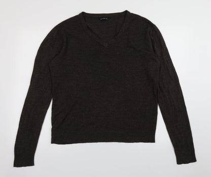 Cedar Wood State Mens Brown V-Neck  Acrylic Pullover Jumper Size XL