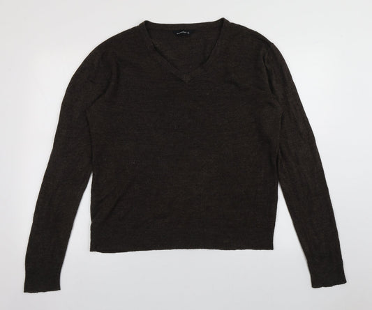 Cedar Wood State Mens Brown V-Neck  Acrylic Pullover Jumper Size XL