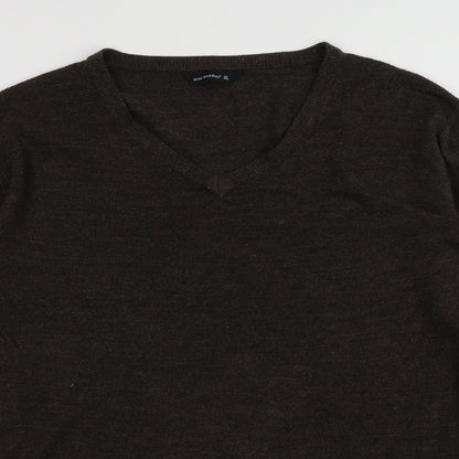 Cedar Wood State Mens Brown V-Neck  Acrylic Pullover Jumper Size XL
