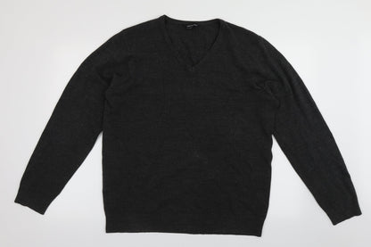 Cedar Wood State Mens Grey V-Neck  Acrylic Pullover Jumper Size L