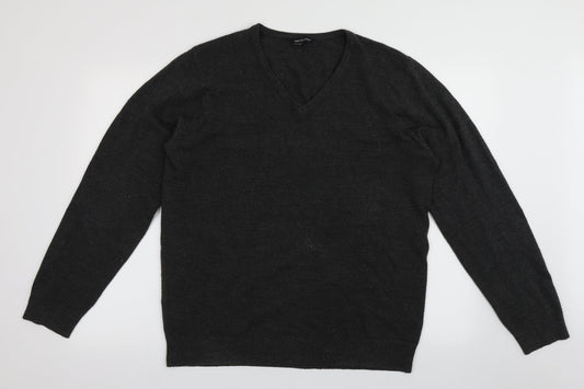 Cedar Wood State Mens Grey V-Neck  Acrylic Pullover Jumper Size L