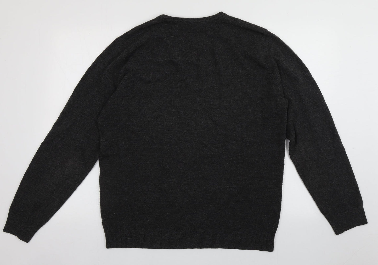 Cedar Wood State Mens Grey V-Neck  Acrylic Pullover Jumper Size L